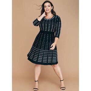Size 18/20 2X BLACK & WHITE SOFT KNIT SWEATER DRESS Fall Winter Day/Evening PLUS